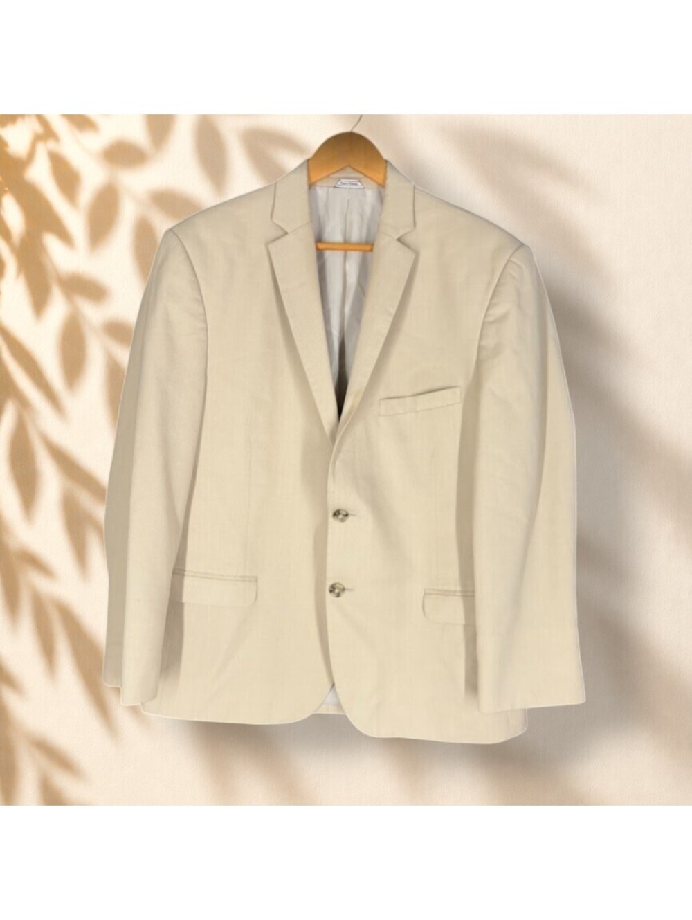 Pronto Uomo Blazer Men 44 Beige Button Up Collared Long Sleeve Wool Pockets